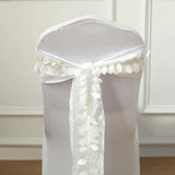 50ft | 4inch Ivory Leaf Petal Taffeta Ribbon Sash, Artificial DIY Fabric Garlands