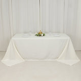 90x132inch Ivory Fire Retardant Tablecloth, Seamless Premium Polyester Rectangular Table Cover