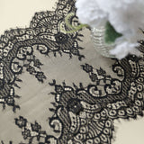 Black Premium Lace Fabric Table Runner, Vintage Classic Table Decor With Scalloped Frill Edges