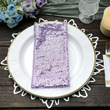 20inch x 20inch Lavender Lilac Premium Sequin Cloth Dinner Napkin | Reusable Linen