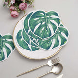 20 Pack | Green Tropical Leaf Party Paper Napkins, Disposable Cocktail Napkins