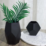 Set of 2 | Geometric Flower Vases, Matte Black Modern Glass Vases Table Centerpiece - 5inch | 8inch