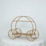 2-Tier Gold Princess Carriage Metal Cake Stand, Giant Cinderella Pumpkin Coach Centerpiece Dessert