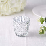 Metallic Silver Mercury Glass Votive Candle Holders, Tealight Candle Holders - Geometric Designs