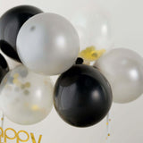 11 Pcs | Confetti Balloon Cake Topper Kit, Mini Balloon Garland Cloud Cake Decorations - Black, Silver and Clear