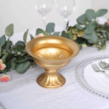 2 Pack | 4inch Gold Metal Wine Goblet Style Flower Table Pedestal Vase, Antique Mini Compote Vase