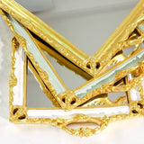 Metallic Gold/Mint Green Resin Decorative Vanity Serving Tray, Rectangle Mirrored Tray