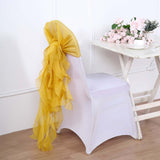 1 Set Mustard Yellow Chiffon Hoods With Ruffles Willow Chiffon Chair Sashes