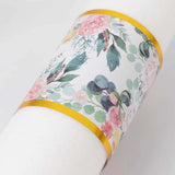 50 Pack Pink Peony Floral Paper Napkin Holder Bands with Gold Edge#whtbkgd