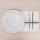 10 Pack White Spun Polyester Cloth Napkins with Gray Reverse Stripes