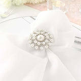 Pearl And Diamond Rhinestone Silver Metal Napkin Rings, Decorative Napkin Buckle Holders