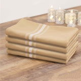 10 Pack Champagne Spun Polyester Cloth Napkins with White Reverse Stripes