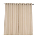 2 Pack | Handmade Beige Faux Linen Curtains 52x84inch Curtain Panels With Chrome Grommets