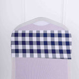 Gingham Chair Sashes | 5 PCS | Navy/White | Buffalo Plaid Checkered Polyester Chair Sashes