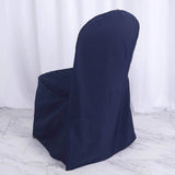 10 Pack Navy Blue Polyester Banquet Chair Covers, Reusable Stain Resistant Slip On Chair Covers