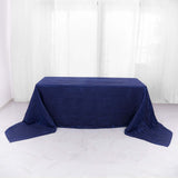 90x156Inch Navy Blue Accordion Crinkle Taffeta Rectangular Tablecloth