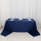 90x156inch Navy Blue Premium Scuba Wrinkle Free Rectangular Tablecloth, Seamless Scuba Polyester