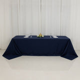 90x156inch Navy Blue Fire Retardant Tablecloth, Seamless Premium Polyester Rectangular Table Cover