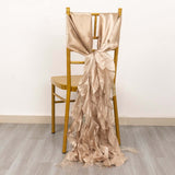 5 Pack Nude Green Curly Willow Chiffon Satin Chair Sashes