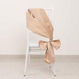 5 Pack Nude Lamour Satin Chair Sashes, Chair Bows - 6x106inch