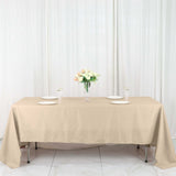 72"x120" Nude Polyester Rectangle Tablecloth, Reusable Linen Tablecloth