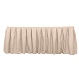 21ft Nude Pleated Polyester Table Skirt, Banquet Folding Table Skirt