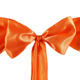 5 pack | 6 inch x 106" inch Orange Satin Chair Sash#whtbkgd