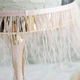 39" Dusty Rose Real Ostrich Feather Fringe Trims With Satin Ribbon Tape