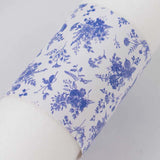 50 Pack White Blue Paper Napkin Holder Bands in French Toile Floral Pattern#whtbkgd