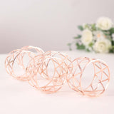 5 Pack | Metallic Blush/Rose Gold Geometric Napkin Rings, Paper Napkin Holders