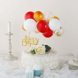 14 Pcs | Confetti Balloon Cake Topper Kit, Mini Balloon Garland Cloud Cake Decorations - Clear, Gold, Red and White