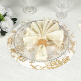 10 Pack 13inch Disposable Placemats in French Toile Floral Pattern, White Gold Cardboard Paper