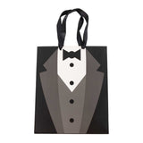 12 Pack White Black Tuxedo Premium Paper Party Favor Goodie Bags With Satin Handles Reusable Wedding