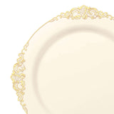 10 Pack | 8inch Round Plastic Dessert Salad Plates In Vintage Ivory#whtbkgd