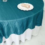 90x90Inch Accordion Crinkle Taffeta Table Overlay - Peacock Teal