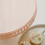 4 Pack | 13inch Blush / Rose Gold Round Footed Reusable Plastic Pedestal Cake Stands