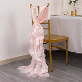 5 Pack Blush Rose Gold Curly Willow Chiffon Satin Chair Sashes