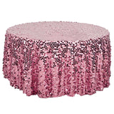 120" Big Payette Pink Sequin Round Tablecloth Premium Collection