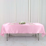 60"x102" Pink Smooth Satin Rectangular Tablecloth