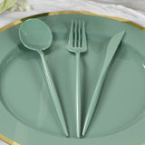 60 Pack Plastic Silverware Set, Dusty Sage Green Heavy Duty Disposable Sleek Utensil Cutlery