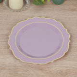 10 Pack Lavender Lilac Plastic Dessert Salad Plates, Disposable Tableware Round