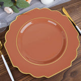 10 Pack 11inch Terracotta (Rust) Heavy Duty Disposable Baroque Dinner Plates