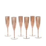 6 Pack | Blush/Rose Gold 5oz Plastic Champagne Flutes Disposable Glasses For Champagne