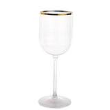 12-Pack 12oz Clear Plastic Wine Goblets with Gold Rim, Premium Disposable Long Stem#whtbkgd