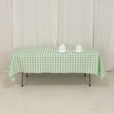 60"x102" White Sage Green Buffalo Plaid Rectangle Tablecloth, Checkered Polyester Linen Tablecloth