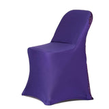 Purple Spandex Stretch Folding Chair Cover, Fitted Chair Cover with Metallic Shimmer Tinsel Back