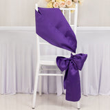 5 Pack Purple Lamour Satin Chair Sashes, Chair Bows - 6x106inch