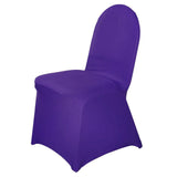 10 Pack Purple Spandex Fitted Banquet Chair Covers, Reusable Stretched Slip On Chair Covers