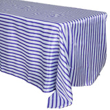 90 inch x132 inch White/Purple Stripe Satin Tablecloth