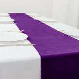 12inch x 108inch Purple Premium Sheen Finish Velvet Table Runner, Reusable Runner